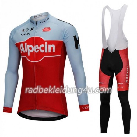 Set Langarmtrikot + Trägerhose Lange 2018 Team Katusha Alpecin N001